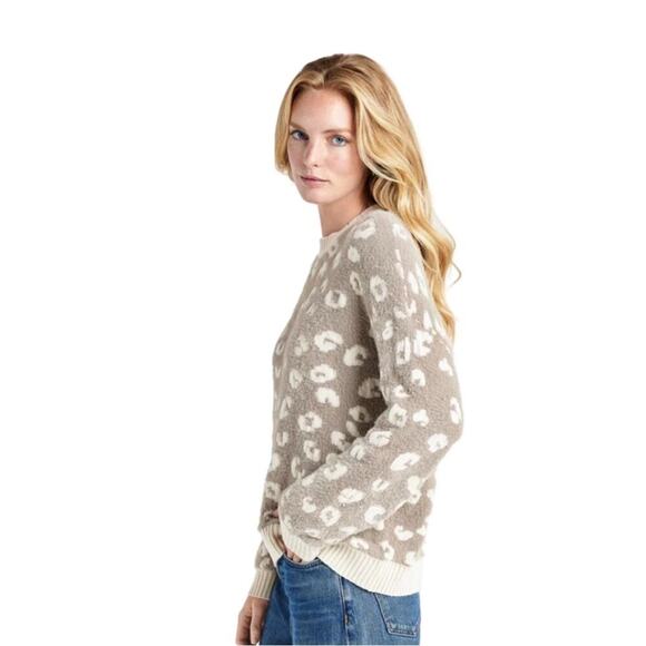 Splendid Leopard Eyelash Knit Sweater M Fuzzy Jacquard Cozy Fall Layer - Picture 2 of 7